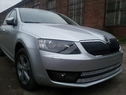 Защита радиатора Skoda Octavia A7 Elegance и Ambition с ПТФ 2013г. хром